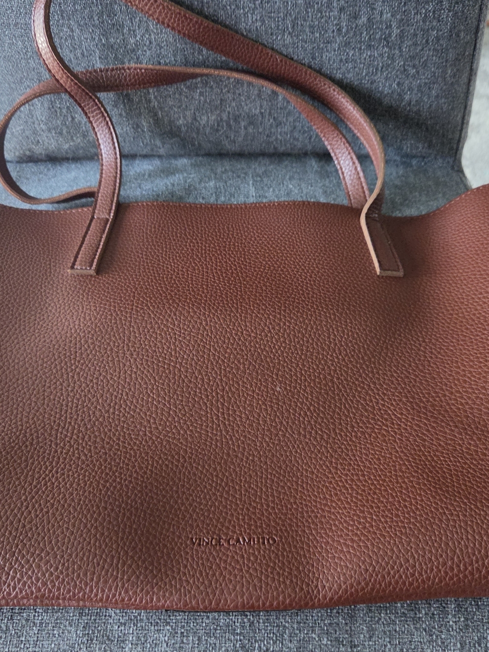 Vince Camuto Brown Pebbled Leather Tote